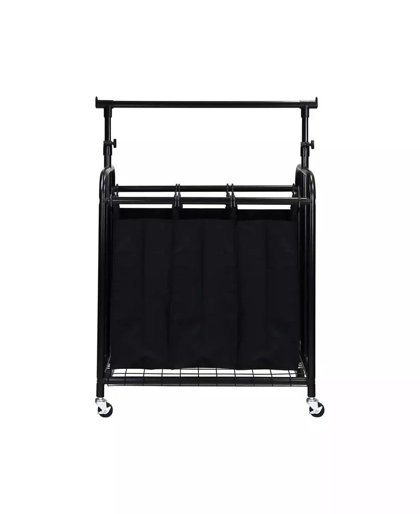 商品Oceanstar|3-Bag Rolling Laundry Sorter with Adjustable Hanging Bar,价格¥929,第3张图片详细描述
