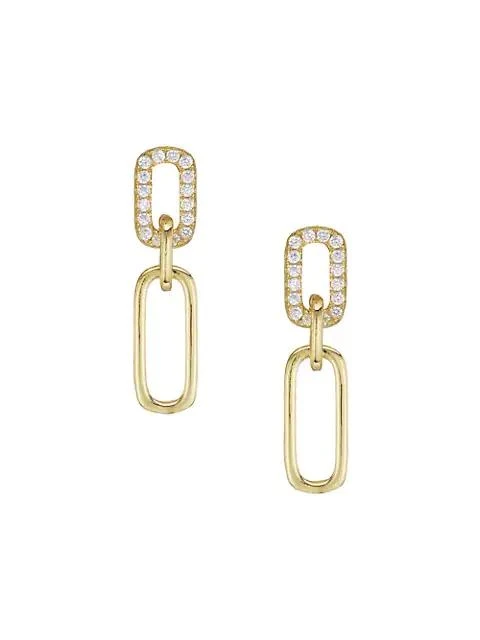 商品Shashi|18K Gold-plated Cubic Zirconia Justice Pavé Drop Earrings,价格¥406,第1张图片