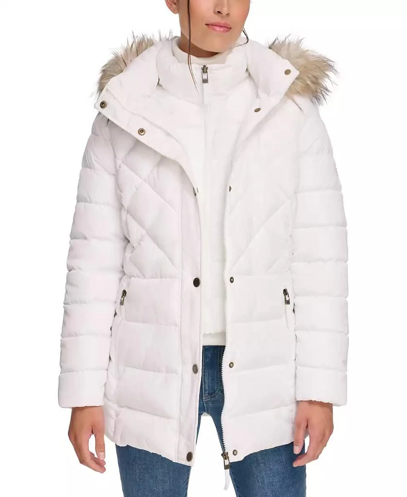 商品Tommy Hilfiger|Women's Bibbed Faux-Fur-Trim Hooded Puffer Coat, Created for Macy's,价格¥472,第1张图片