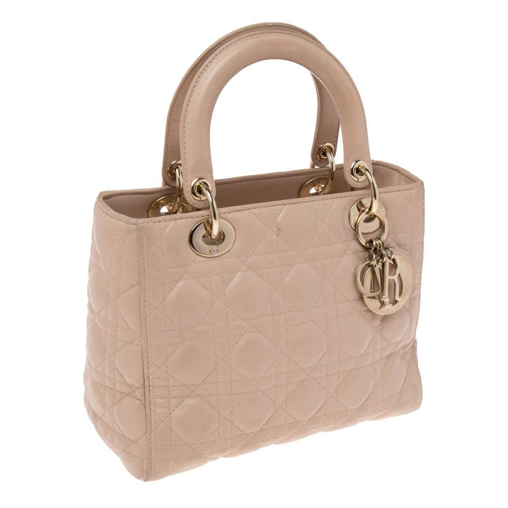 商品[二手商品] Dior|Dior Beige Cannage Leather Medium Lady Dior Tote,价格¥11161,第3张图片详细描述