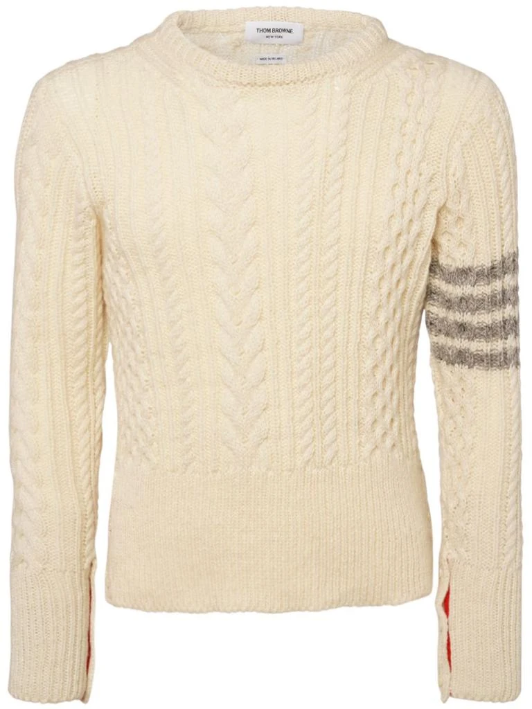 商品Thom Browne|4 Bar Aran Wool Blend Knit Sweater,价格¥5740,第1张图片