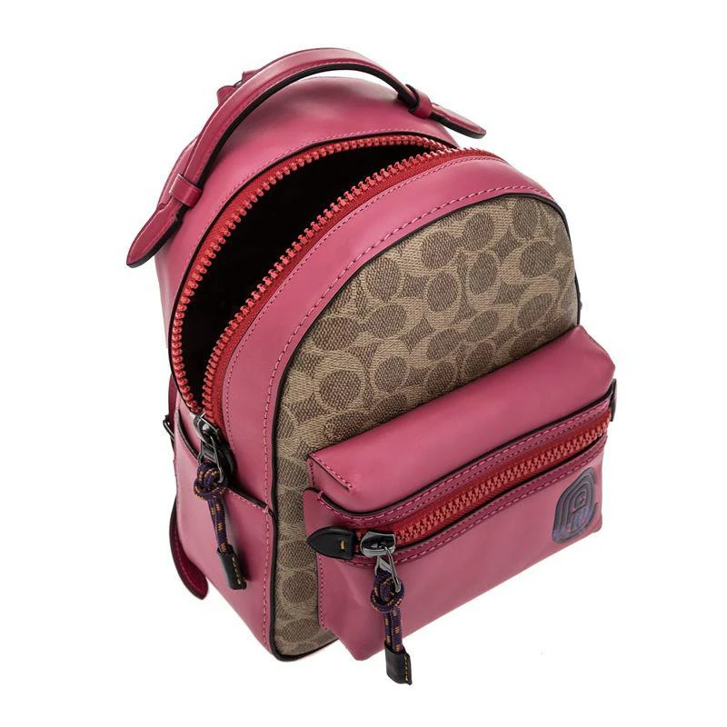 商品Coach|香港直邮COACH蔻驰专柜款女士拼色印花涂层帆布配皮双肩背包,价格¥3872,第5张图片详细描述