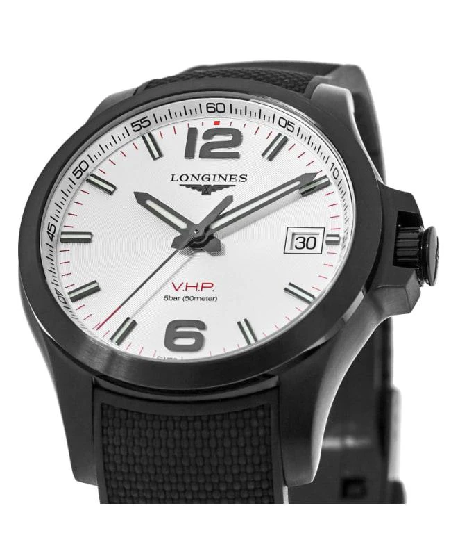 商品Longines|Longines Conquest V.H.P. Black PVD Silver Dial Black Rubber Strap Men's Watch L3.716.2.76.9,价格¥7106,第3张图片详细描述