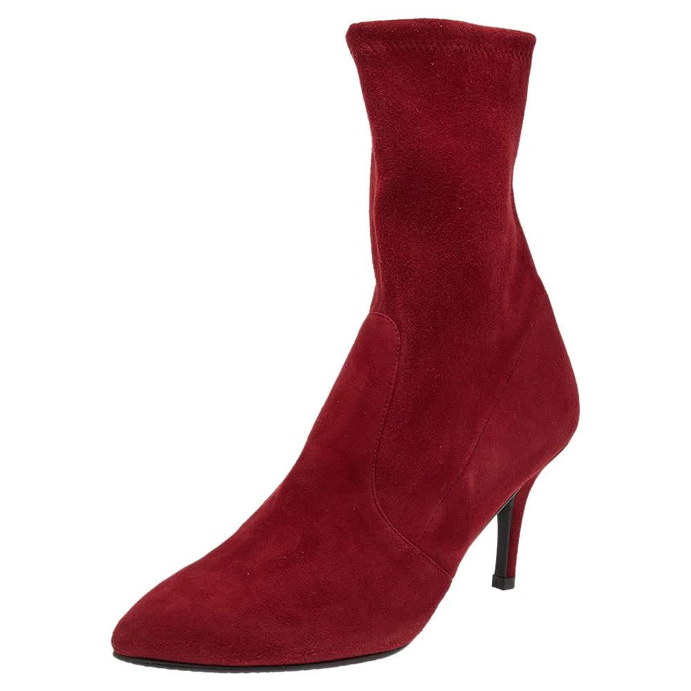 商品Stuart Weitzman|Stuart Weitzman Red Suede Ankle Length Boots Size 37.5,价格¥801,第1张图片