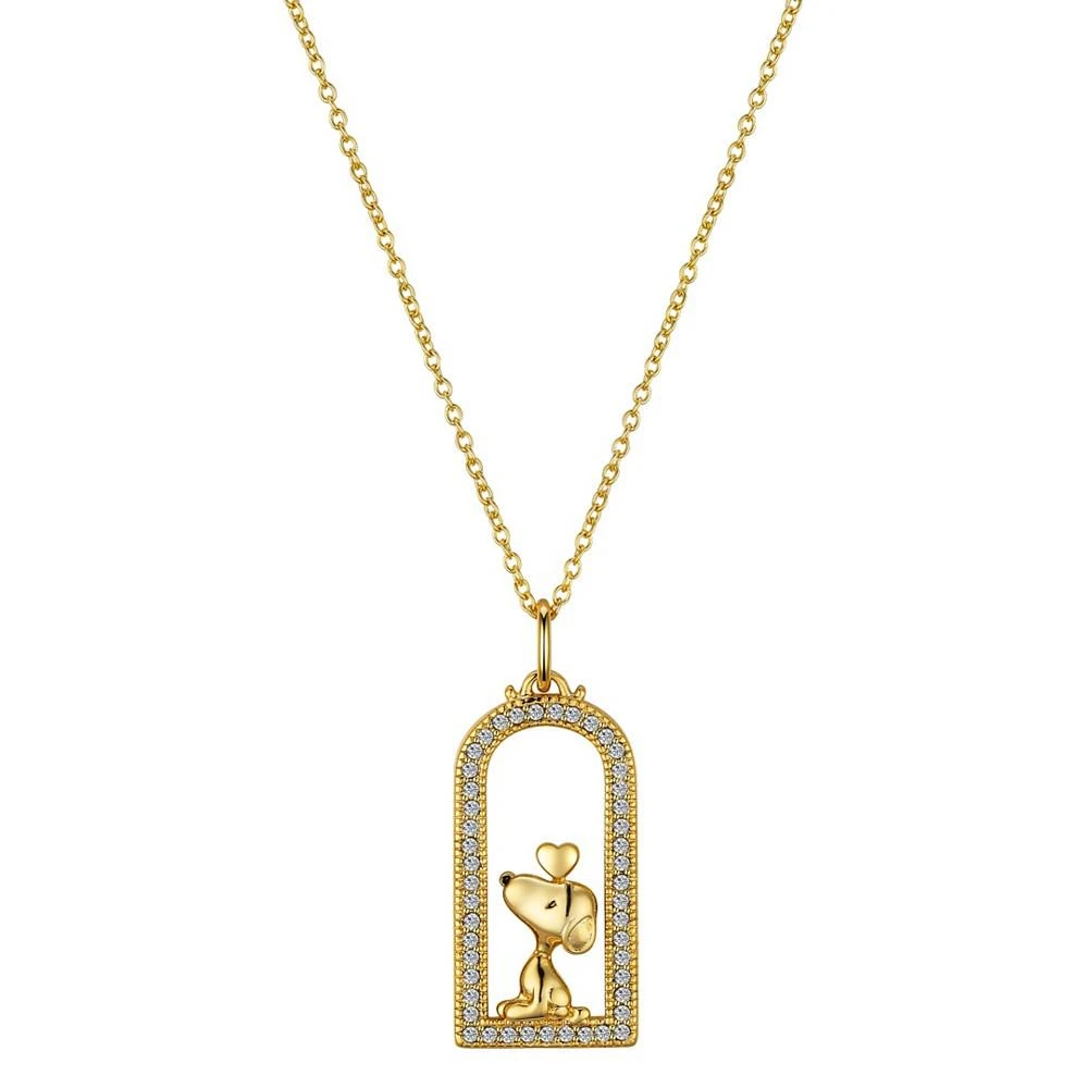 商品Peanuts|Unwritten 14K Gold Flash-Plated Cubic Zirconia Snoopy Pendant Necklace,价格¥120,第1张图片