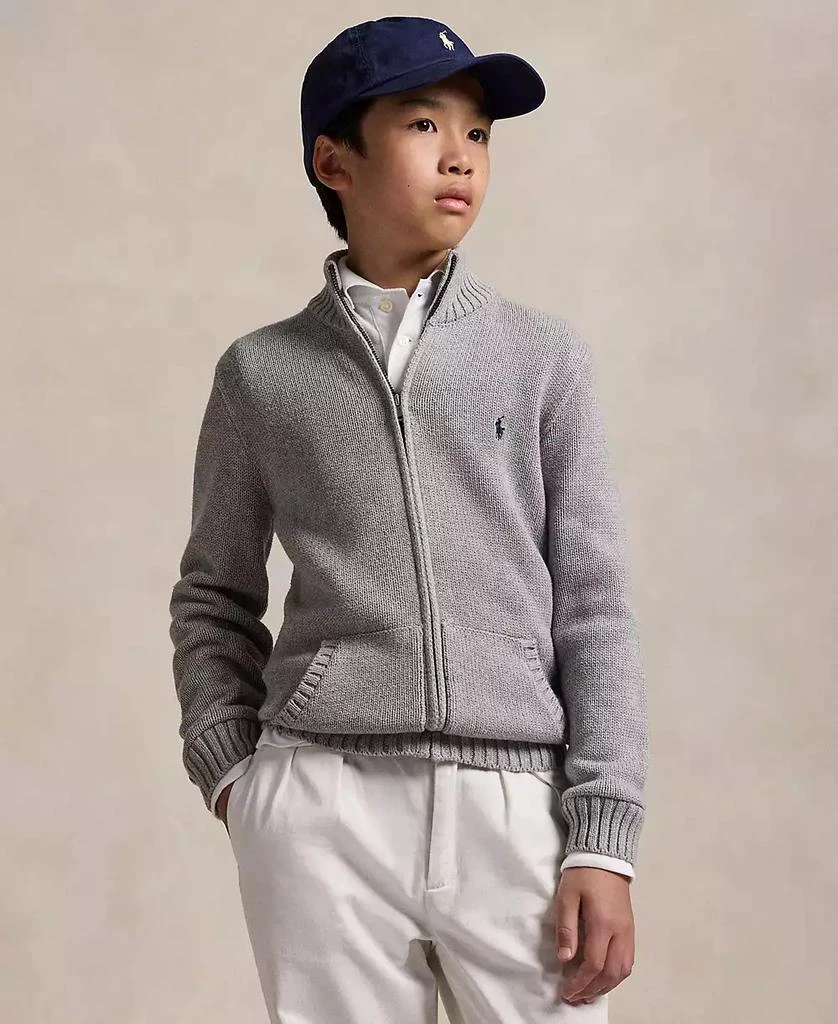 商品Ralph Lauren|Big Boys Cotton Full-Zip Sweater,价格¥448,第1张图片