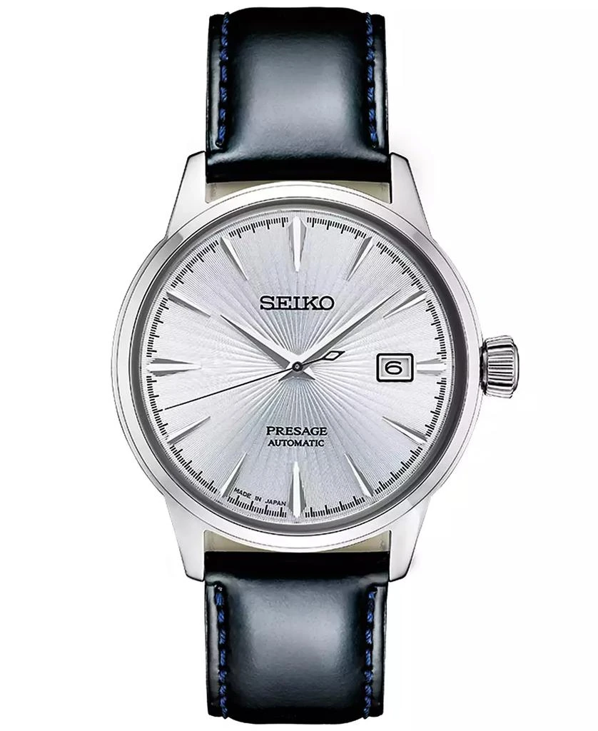 商品Seiko|Men's Automatic Presage Black Leather Strap Watch 40.5mm,价格¥3182,第1张图片