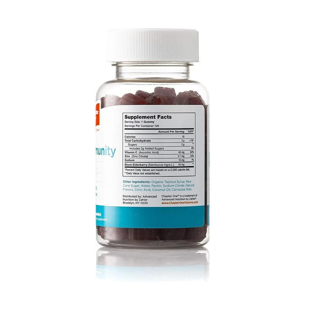 商品Zahler|Chapter One Immunity with Zinc and Vitamin C - 120 Flavored Gummies,价格¥194,第3张图片详细描述