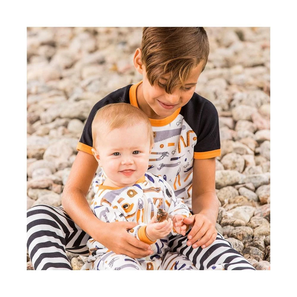 商品Deux par Deux|Baby Boy Organic Cotton One Piece Printed Pajama Off White Tools - Infant,价格¥246,第2张图片详细描述