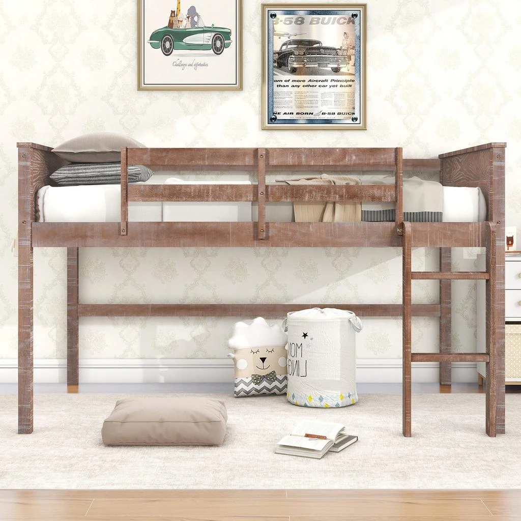 商品Simplie Fun|Wood Twin Size Loft Bed,价格¥3461,第3张图片详细描述