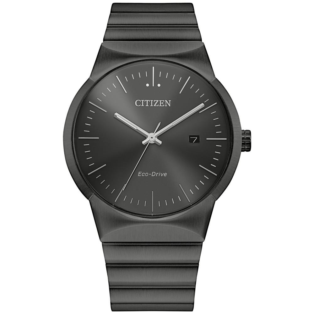 Eco-Drive Men's Modern Axiom Gray-Tone Stainless Steel Bracelet Watch 40mm商品第1张图片规格展示