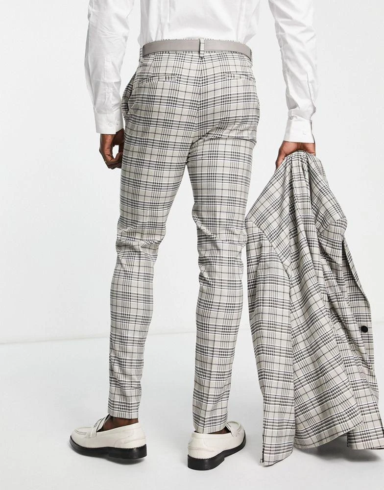 商品ASOS|ASOS DESIGN skinny suit trousers in beige and brown check,价格¥170,第2张图片详细描述