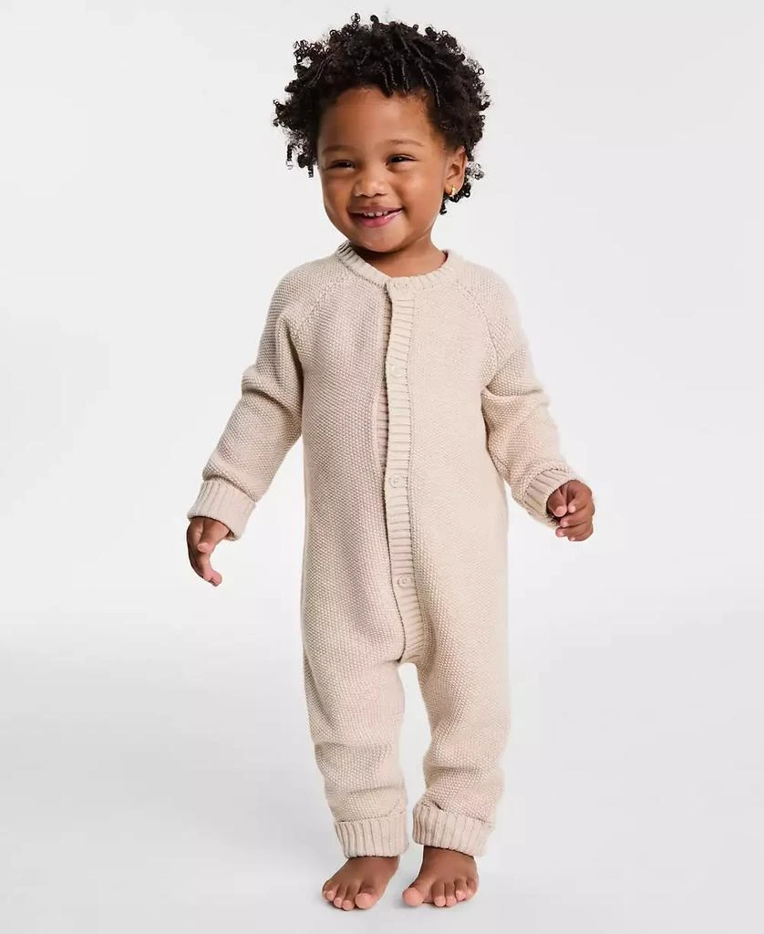 商品First Impressions|Baby Cotton Long-Sleeve Sweater Romper, Created for Macy's,价格¥95,第1张图片