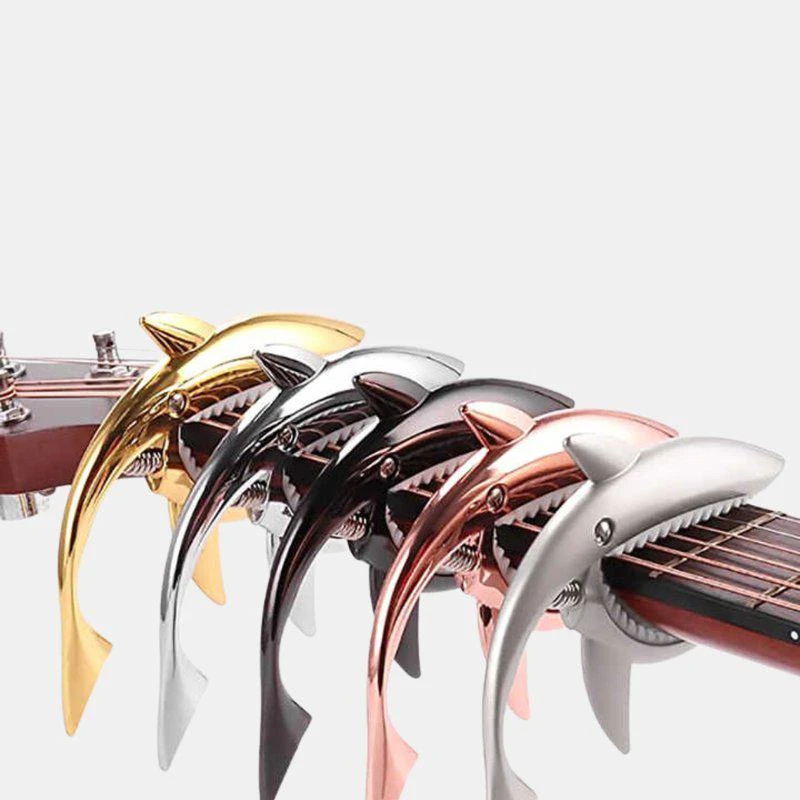 商品Vigor|Zinc Alloy Guitar Shark Capo For Acoustic And Electric Guitar Bulk 3 Sets 3 PACK,价格¥250,第1张图片