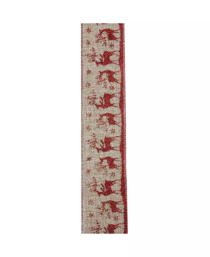 商品Northlight|Wandering Red Reindeer Brown Burlap Wired Christmas Craft Ribbon 2.5" x 10 Yards,价格¥113,第3张图片详细描述