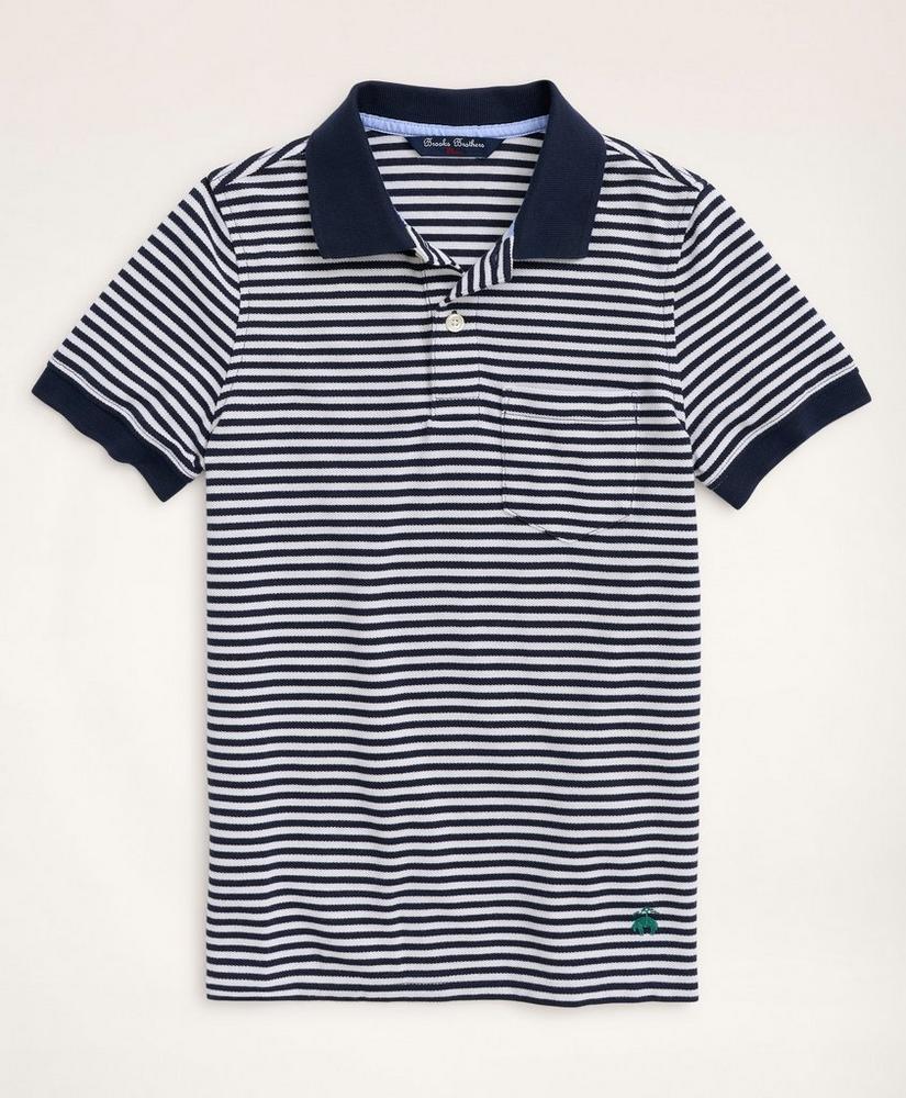 Boys Short-Sleeve Feeder Stripe Polo Shirt商品第1张图片规格展示