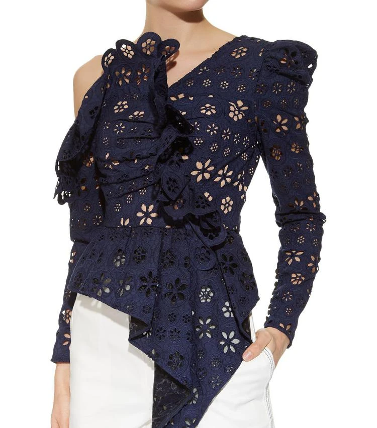 商品Self Portrait|Asymmetric Floral Broderie Top,价格¥1315,第4张图片详细描述