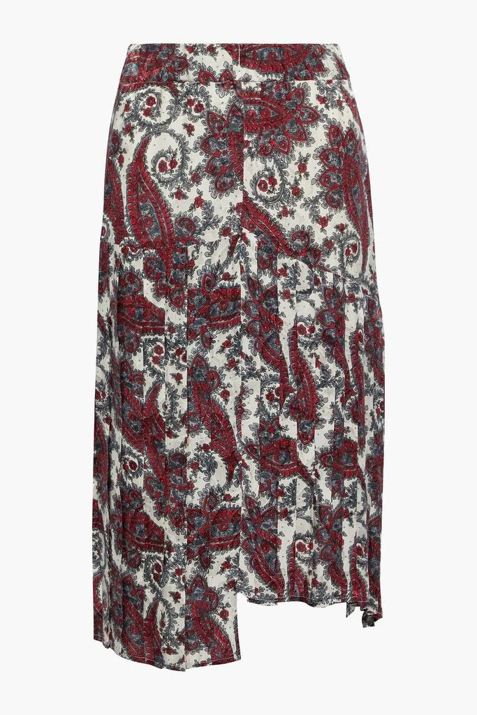 商品Isabel Marant|Jinaya asymmetric printed silk-blend satin-jacquard skirt,价格¥2517,第1张图片