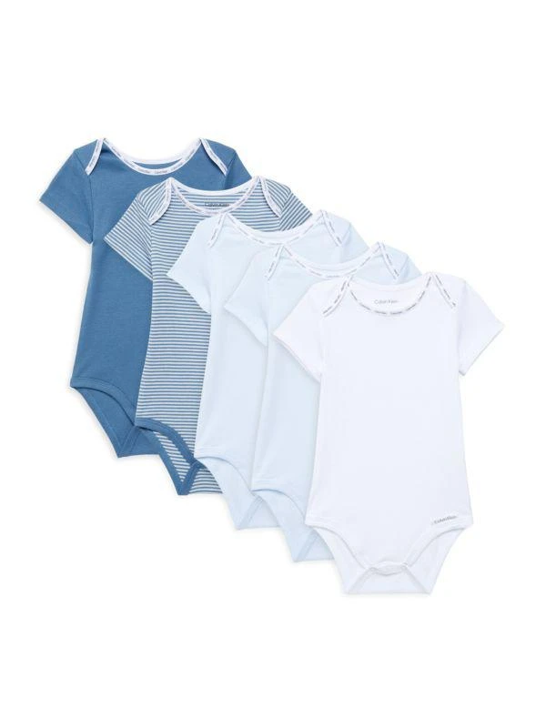 商品Calvin Klein|Baby Boy’s 5-Pack Logo Trim Bodysuit,价格¥201,第1张图片