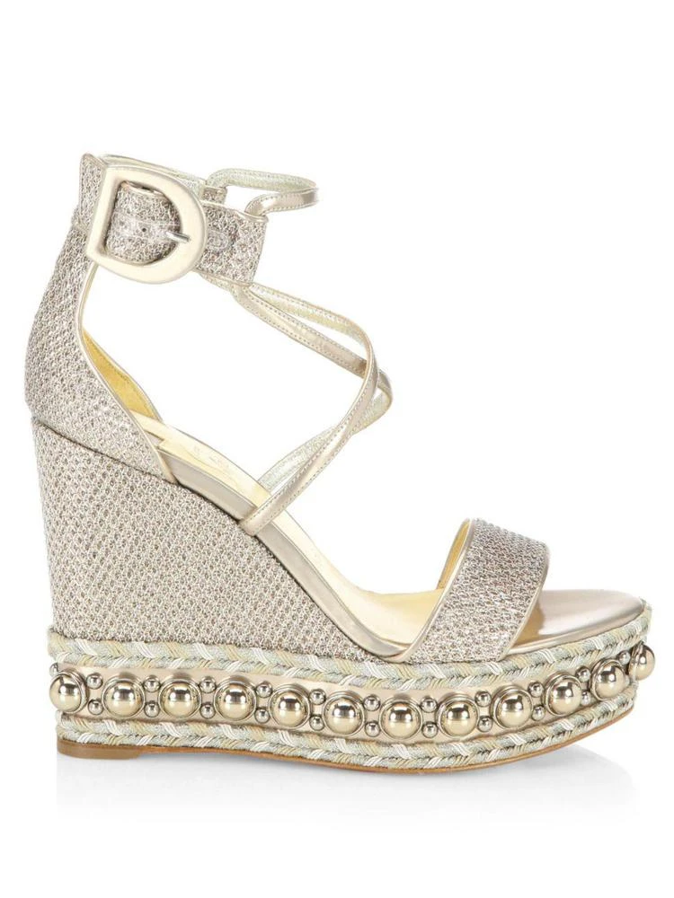 商品Christian Louboutin|Christian Louboutin - Chocazeppa Embellished Metallic Wedge Sandals,价格¥5609,第5张图片详细描述