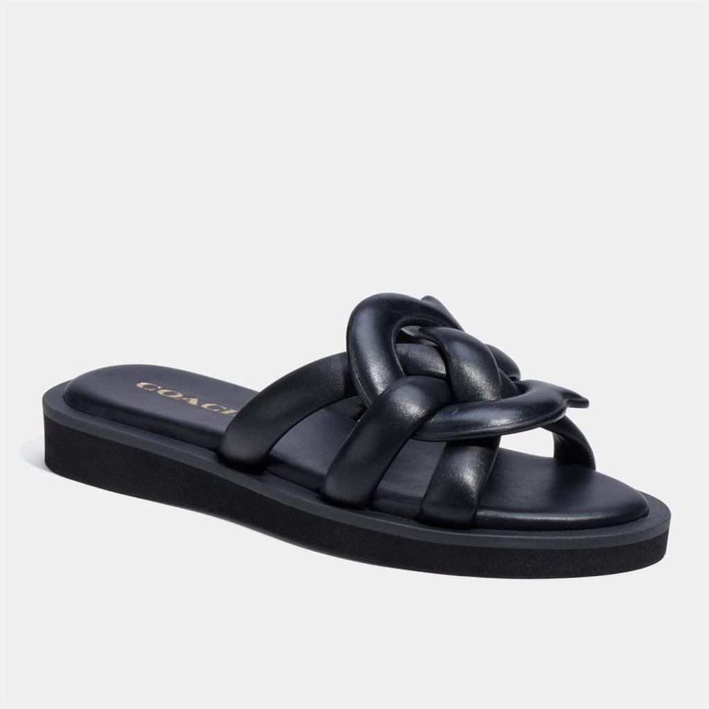 Coach Women's Georgie Leather Slide Sandals - Black商品第2张图片规格展示