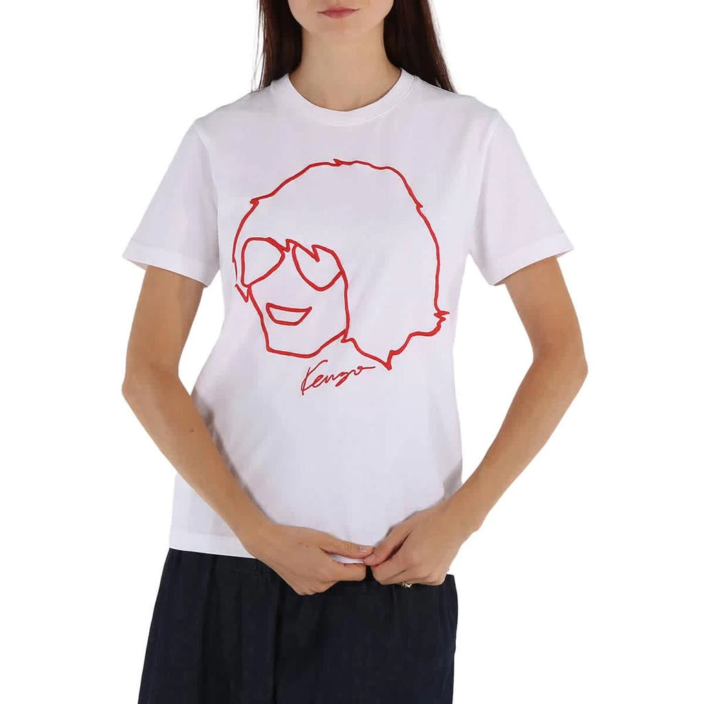 商品Kenzo|Ladies Tribute Logo Cotton T-shirt In White,价格¥274,第1张图片