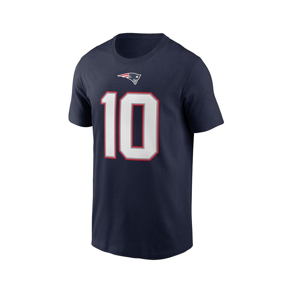 Men's Mac Jones Navy New England Patriots 2021 NFL Draft First Round Pick Player Name & Number T-shirt商品第3张图片规格展示