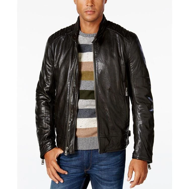 商品Andrew Marc|Men's Boarder Evergrain Leather Moto Jacket,价格¥5194,第1张图片