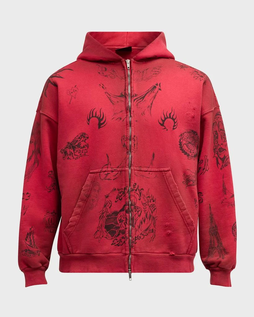 商品Balenciaga|Men's Tat Heavy Fleece Zip Hoodie,价格¥13821,第1张图片