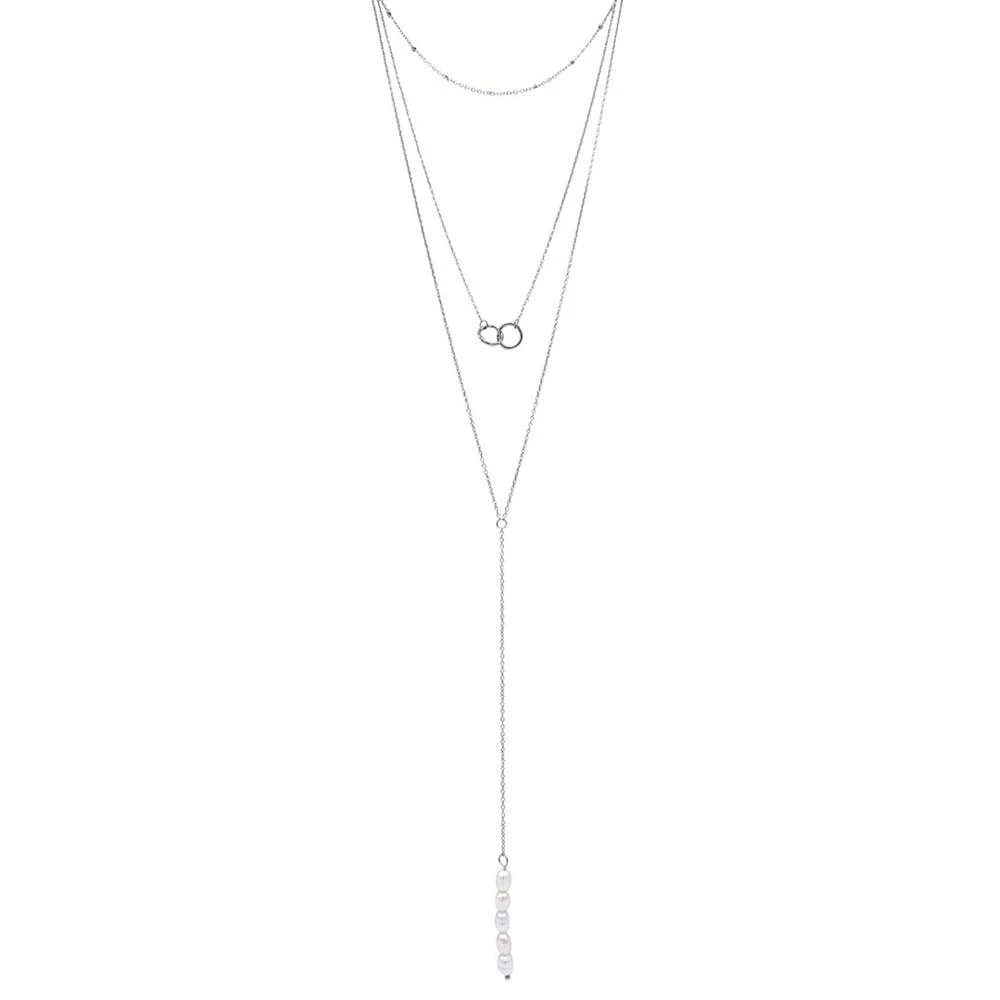 商品ADORNIA|Silver-Tone Freshwater Pearl (3mm) Lariat Layered Necklace, 16" + 2" extender,价格¥203,第1张图片