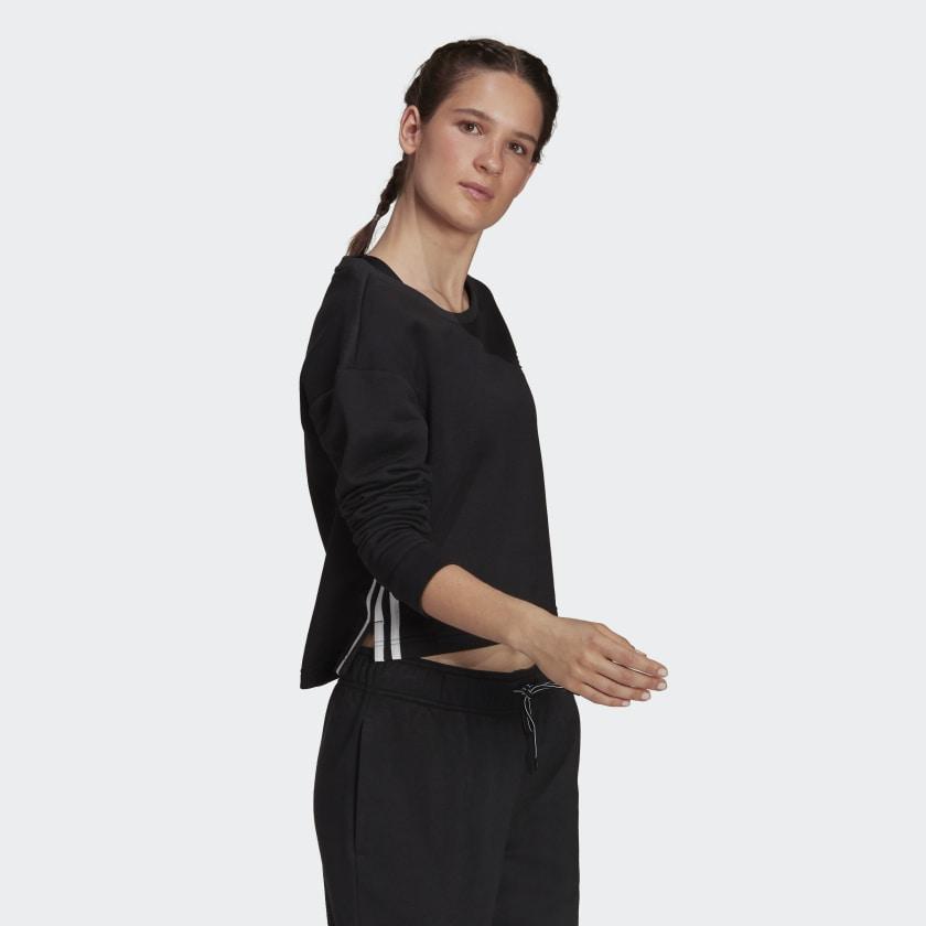 商品Adidas|Women's adidas Primegreen Essentials Comfort Fleece Loose Cropped 3-Stripes Sweatshirt,价格¥185,第6张图片详细描述