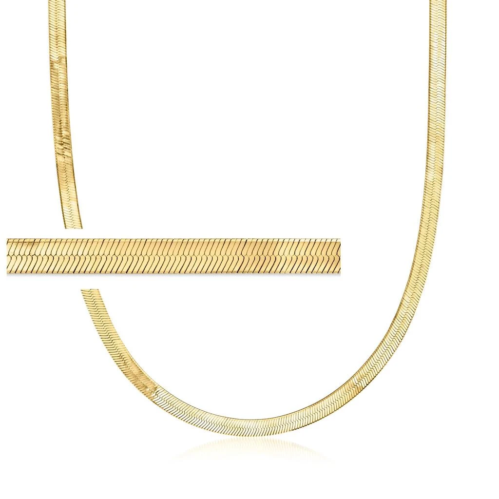 商品Ross-Simons|Italian 4mm 18kt Gold Over Sterling Herringbone Chain Necklace,价格¥787,第4张图片详细描述