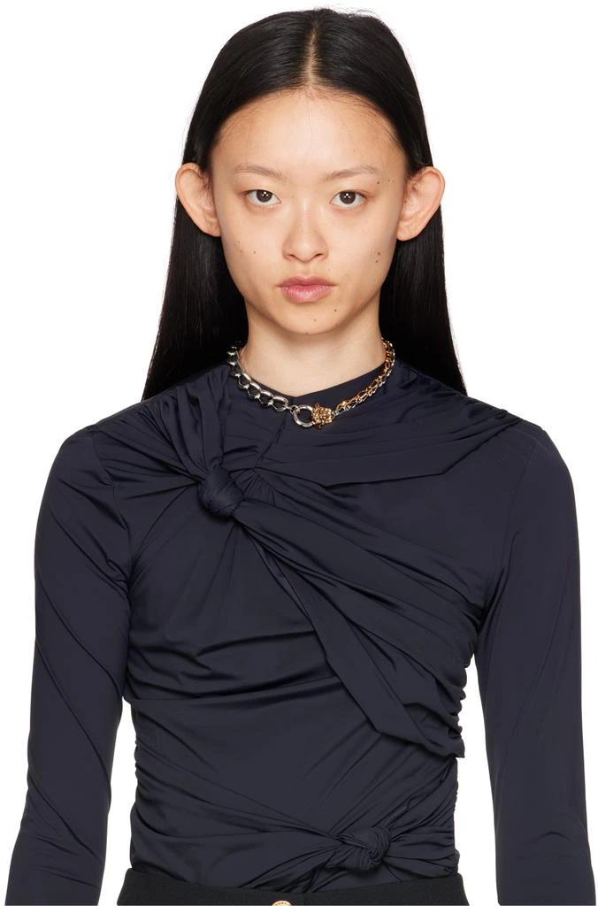 商品Versace|Silver & Gold Safety Pin Necklace,价格¥2840,第2张图片详细描述