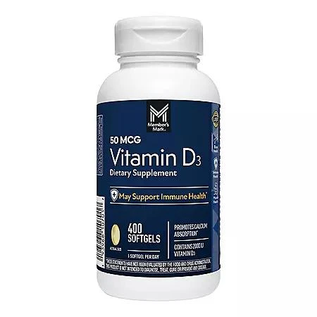 商品Member's Mark|Member's Mark Vitamin D3, 50 mcg, 400 ct.,价格¥59,第1张图片