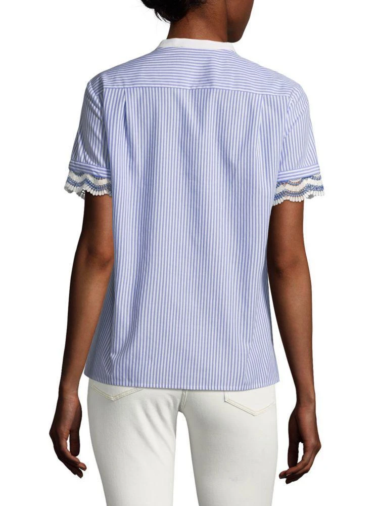 商品Karl Lagerfeld Paris|Stripe Poplin Cotton Top,价格¥300,第2张图片详细描述