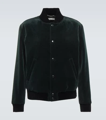 商品Yves Saint Laurent|Teddy天鹅绒棒球夹克,价格¥27435,第1张图片