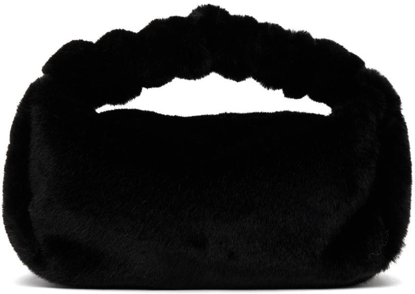 商品Alexander Wang|Black Small Faux-Fur Scrunchie Bag,价格¥3840,第1张图片