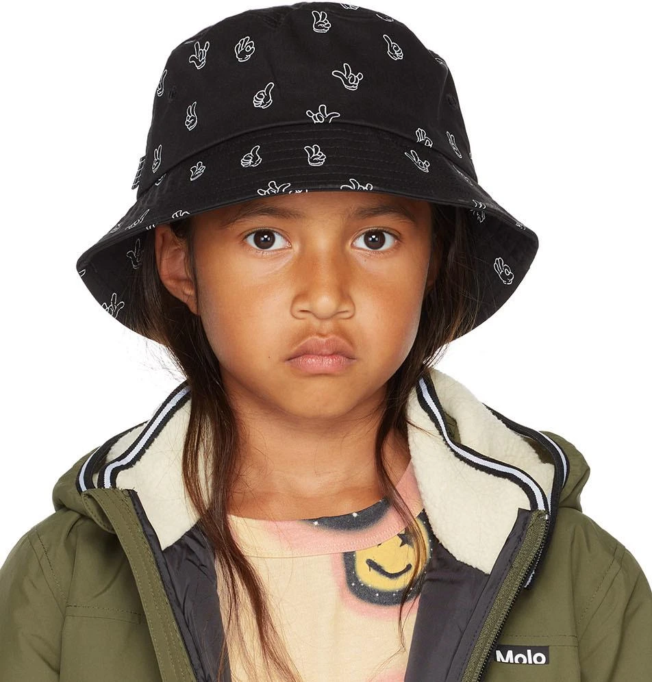商品MOLO|Kids Black Friendly Hands Bucket Hat,价格¥80,第1张图片详细描述