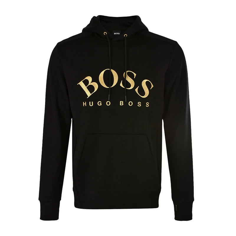 商品[国内直发] Hugo Boss|Hugo Boss 雨果博斯 男士黑色棉质经典logo标识长袖套头运动衫卫衣 SOODY-50415899-006,价格¥1254,第1张图片
