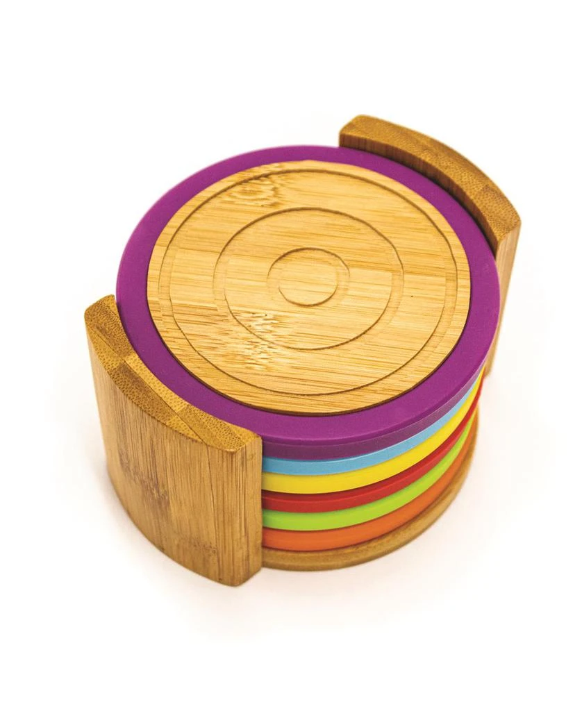 商品BergHOFF|Bamboo 6pc Coaster Set with Silicone Rims,价格¥227,第1张图片