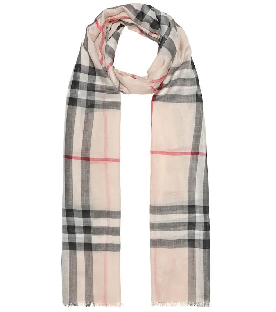 商品Burberry|格纹羊毛和真丝薄纱围巾,价格¥3101,第1张图片