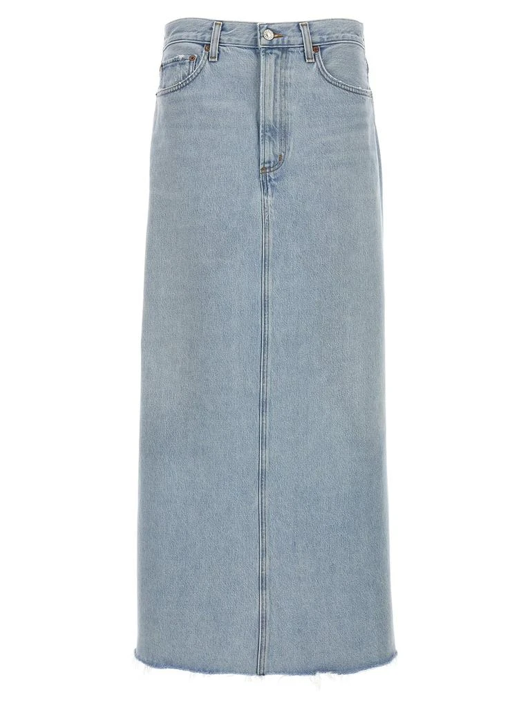 商品AGOLDE|AGOLDE Mid-Rise Frayed Edge Denim Skirt,价格¥1867,第1张图片