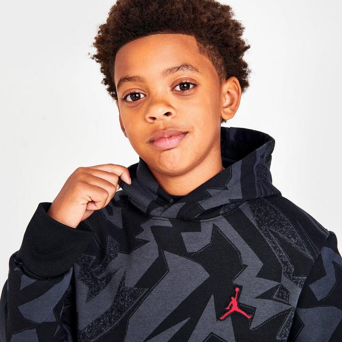 Kids' Jordan Essentials Allover Print Fleece Pullover Hoodie商品第5张图片规格展示