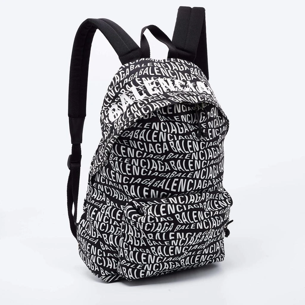 商品[二手商品] Balenciaga|Balenciaga Black/White All Over Logo Print Nylon Backpack,价格¥4452,第3张图片详细描述