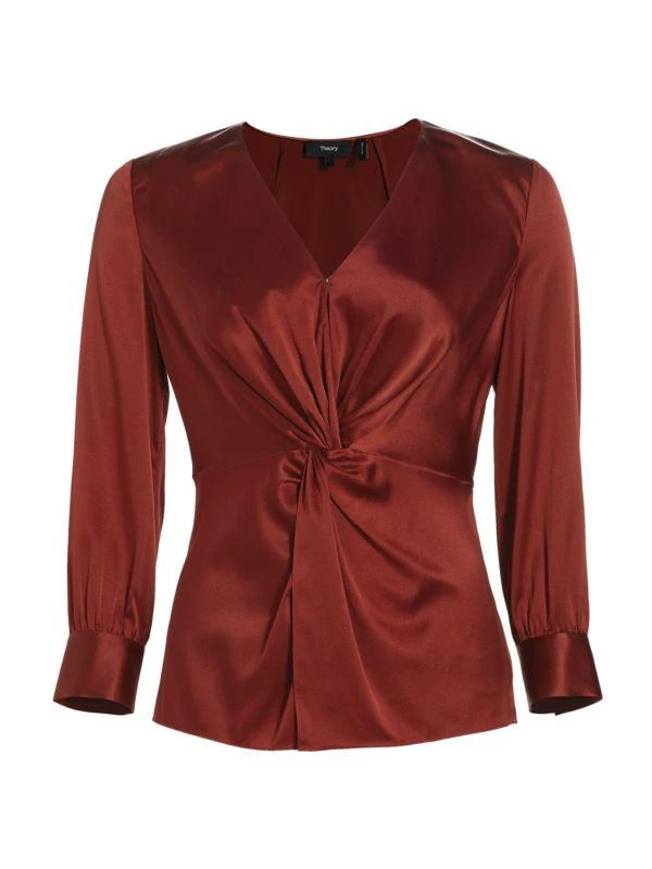 SMU Stretch Silk Knotted Blouse 商品