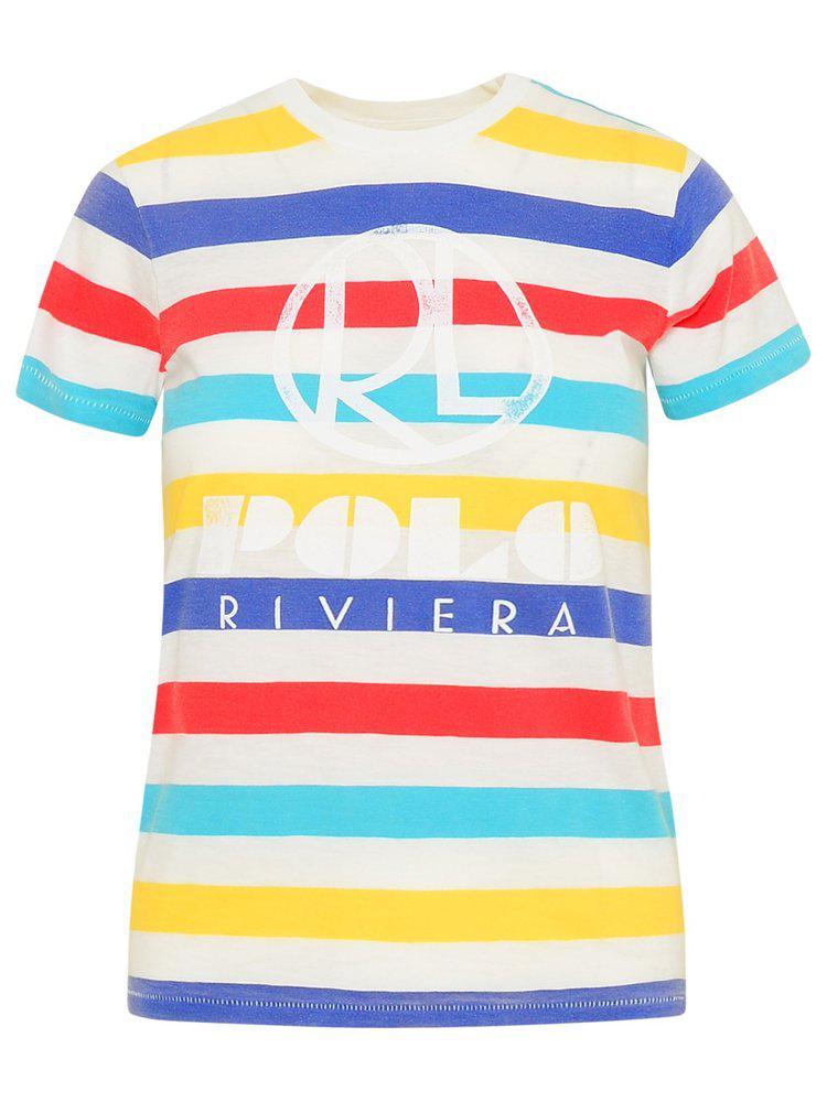 商品Ralph Lauren|Polo Ralph Lauren Logo Printed Striped T-Shirt,价格¥553,第1张图片