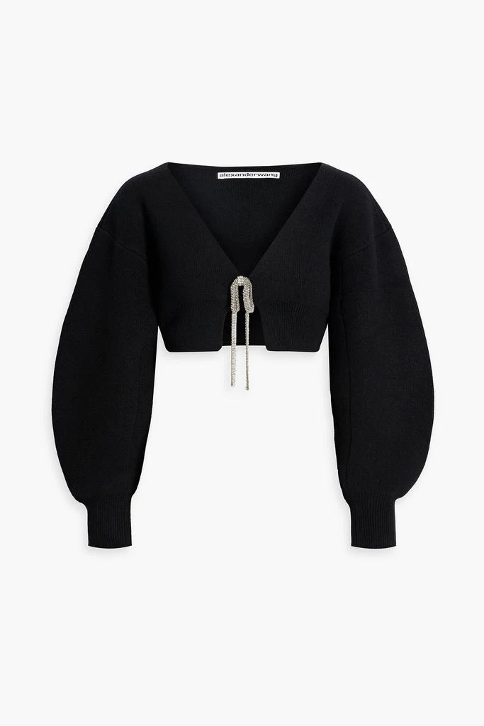 商品Alexander Wang|Cropped crystal-embellished wool-blend cardigan,价格¥2093,第1张图片