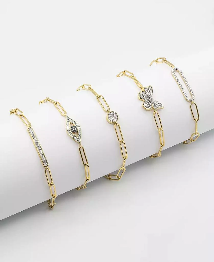 商品Macy's|Diamond Elongated Pavé Link Paperclip Link Bracelet (1/6 ct. t.w.) in 14k Gold-Plated Sterling Silver, Created for Macy's,价格¥374,第5张图片详细描述