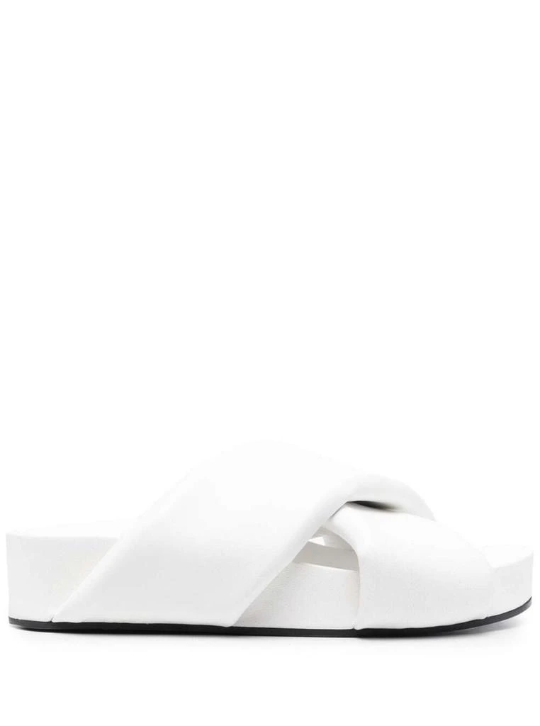 商品Jil Sander|Jil Sander Woman's White Leather Crossed Straps Mules,价格¥2280,第1张图片