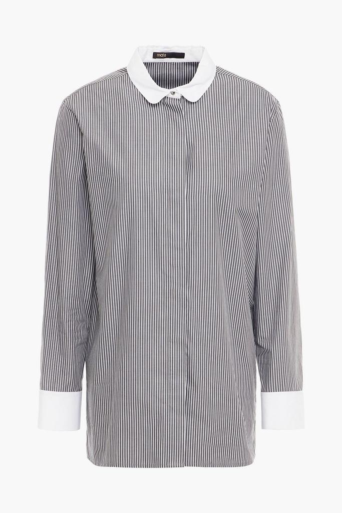 商品Maje|Carline striped cotton-poplin shirt,价格¥590,第5张图片详细描述